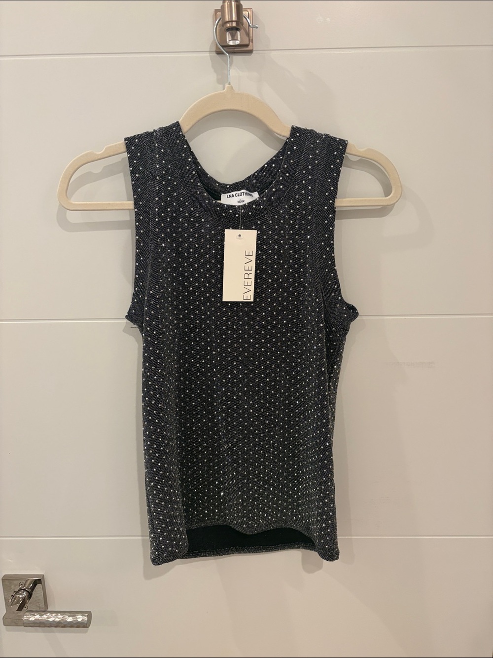 LNA Black Sparkle Ribbed Tank